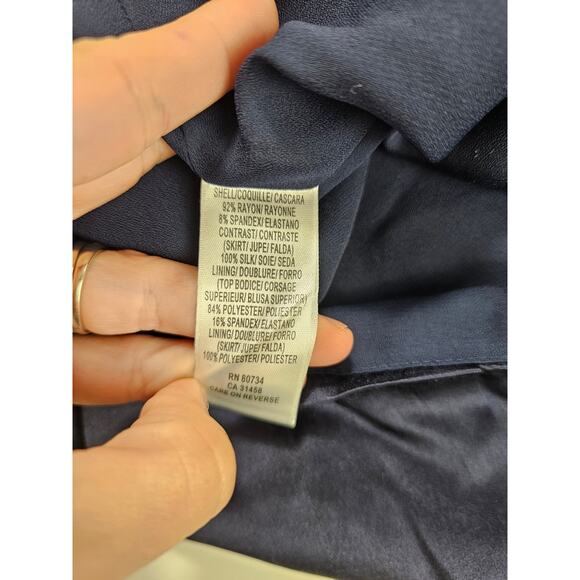 BCBG Blue Ruched Square Neck Midi Dress US size 4-6 - Picture 5 of 7